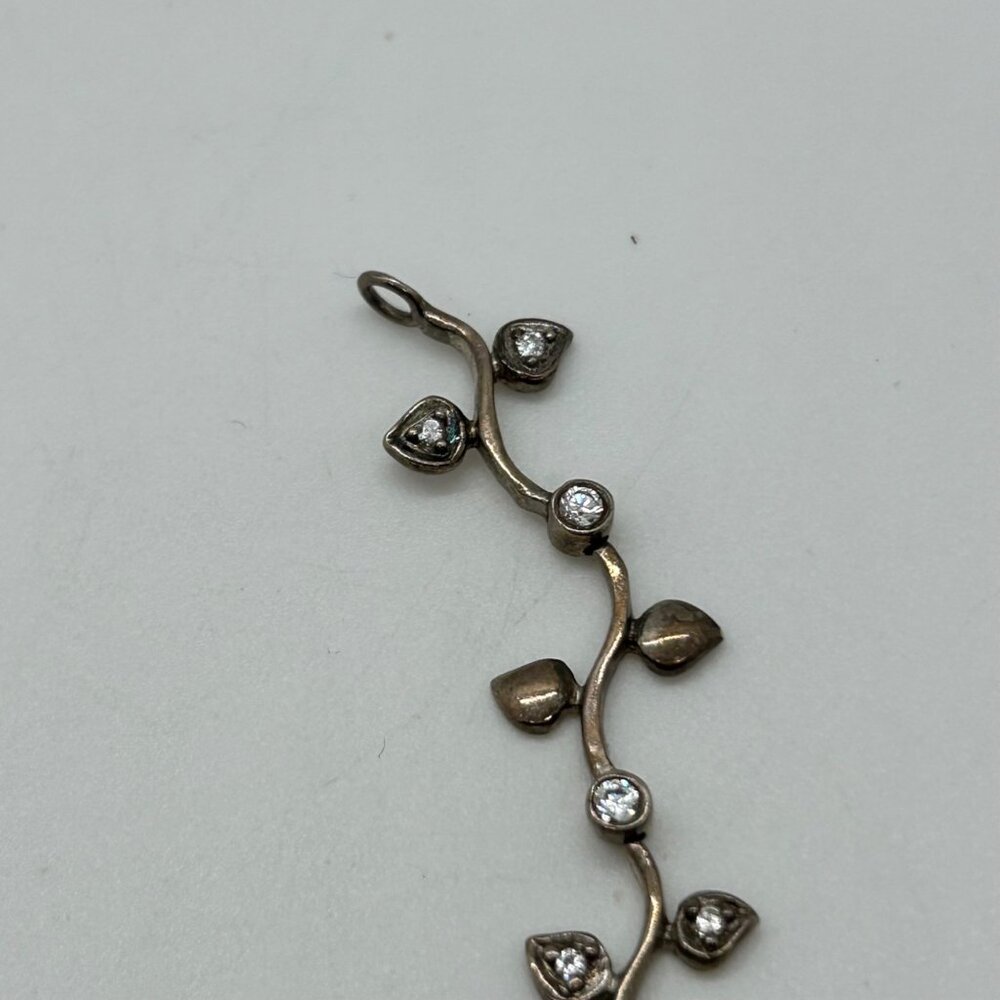 Sterling Silver Vintage Floral S-Link Bracelet 7.81 Grams With Rhinestones 1990s - Picture 7 of 16